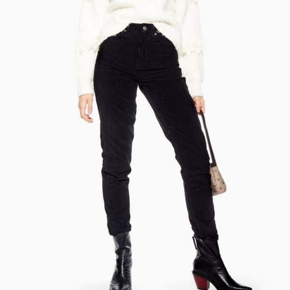 Topshop Black Corduroy Mom Jeans